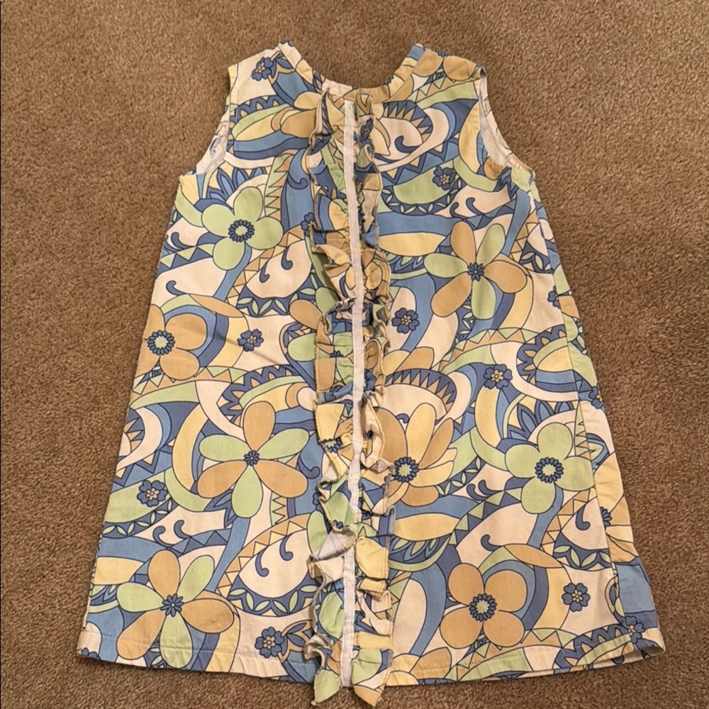 Floral Kids Casual Dress - Blue and Yellow